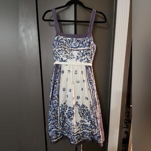 Maeve Anthropologie Catmint Blue and White Dress